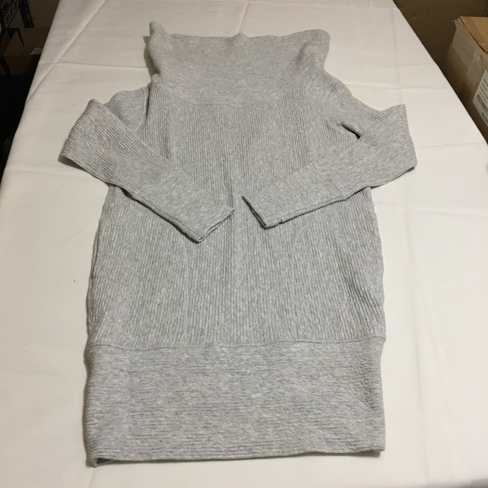 Lululemon Along The Way Sweater Dress XS Gray Textured  W1BW9S Thumbholes